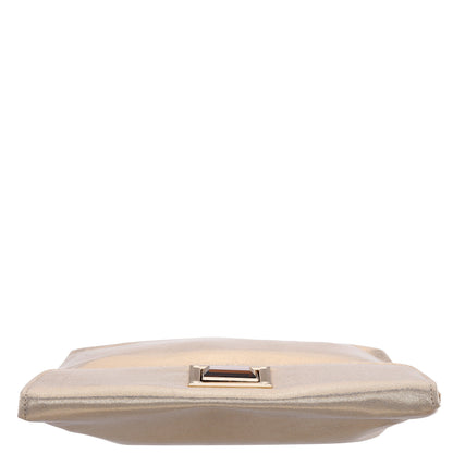 Nina Shoes Grayson Gold Reflective Suedette Foldover Clutch