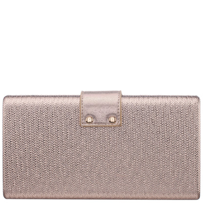 Nina Shoes Presly Antique Gold Embossed Weav Minaudiere