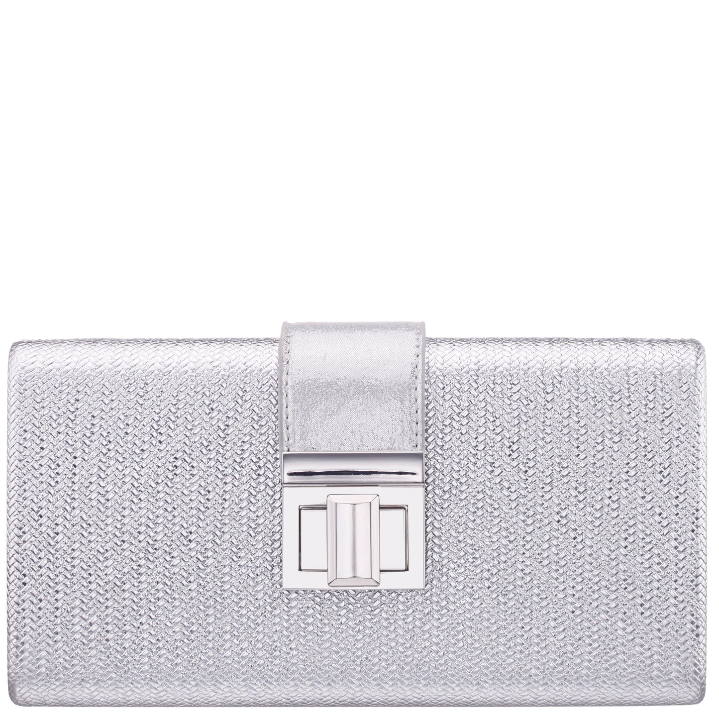 Nina Shoes Presly Antique Silver Embossed Woven PU / Reflective Suedette Minaudiere