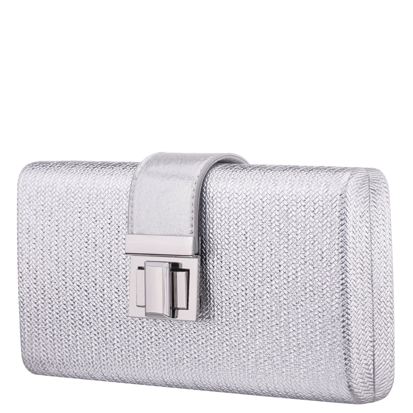 Nina Shoes Presly Antique Silver Embossed Woven PU / Reflective Suedette Minaudiere