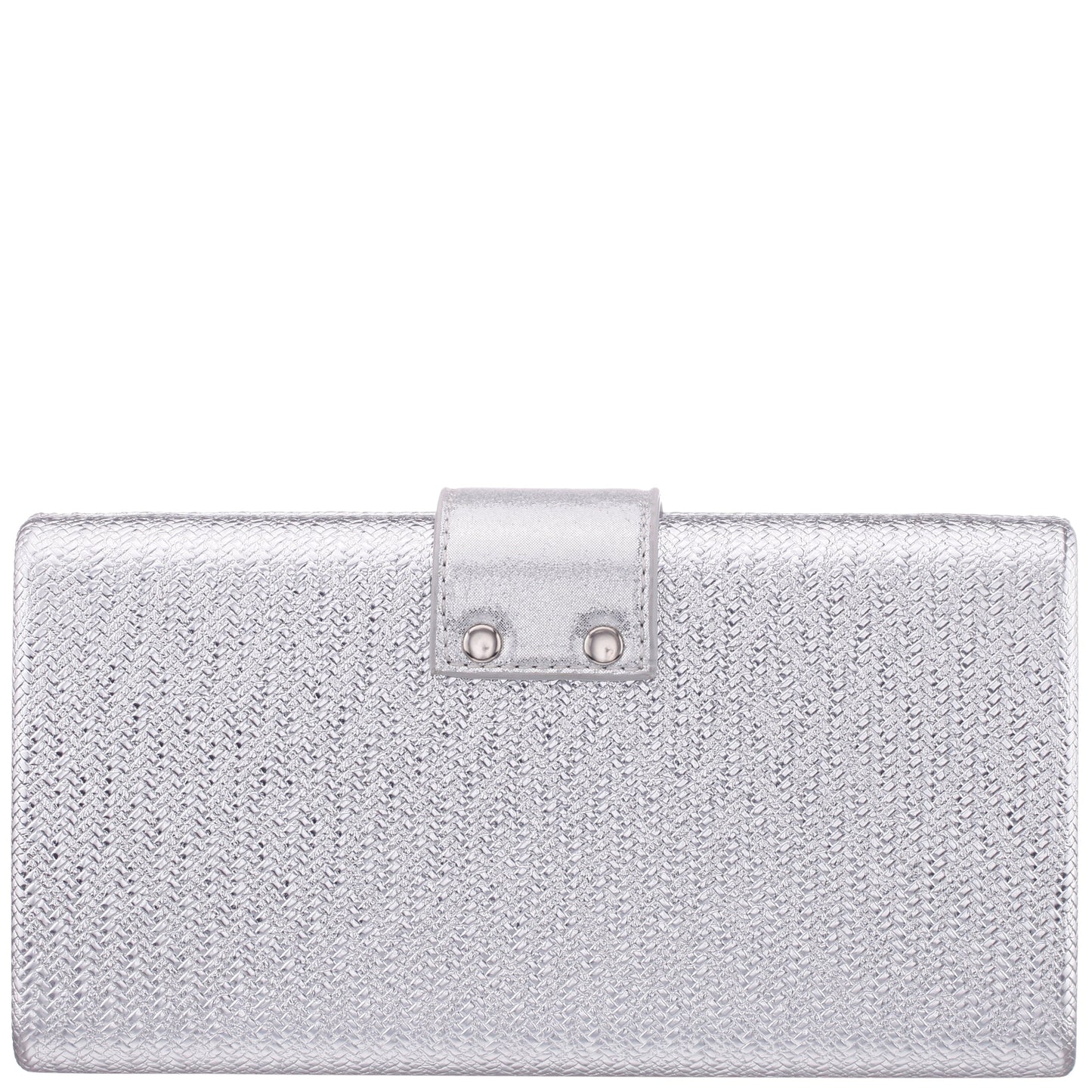 Nina Shoes Presly Antique Silver Embossed Woven PU / Reflective Suedette Minaudiere