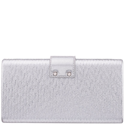 Nina Shoes Presly Antique Silver Embossed Woven PU / Reflective Suedette Minaudiere