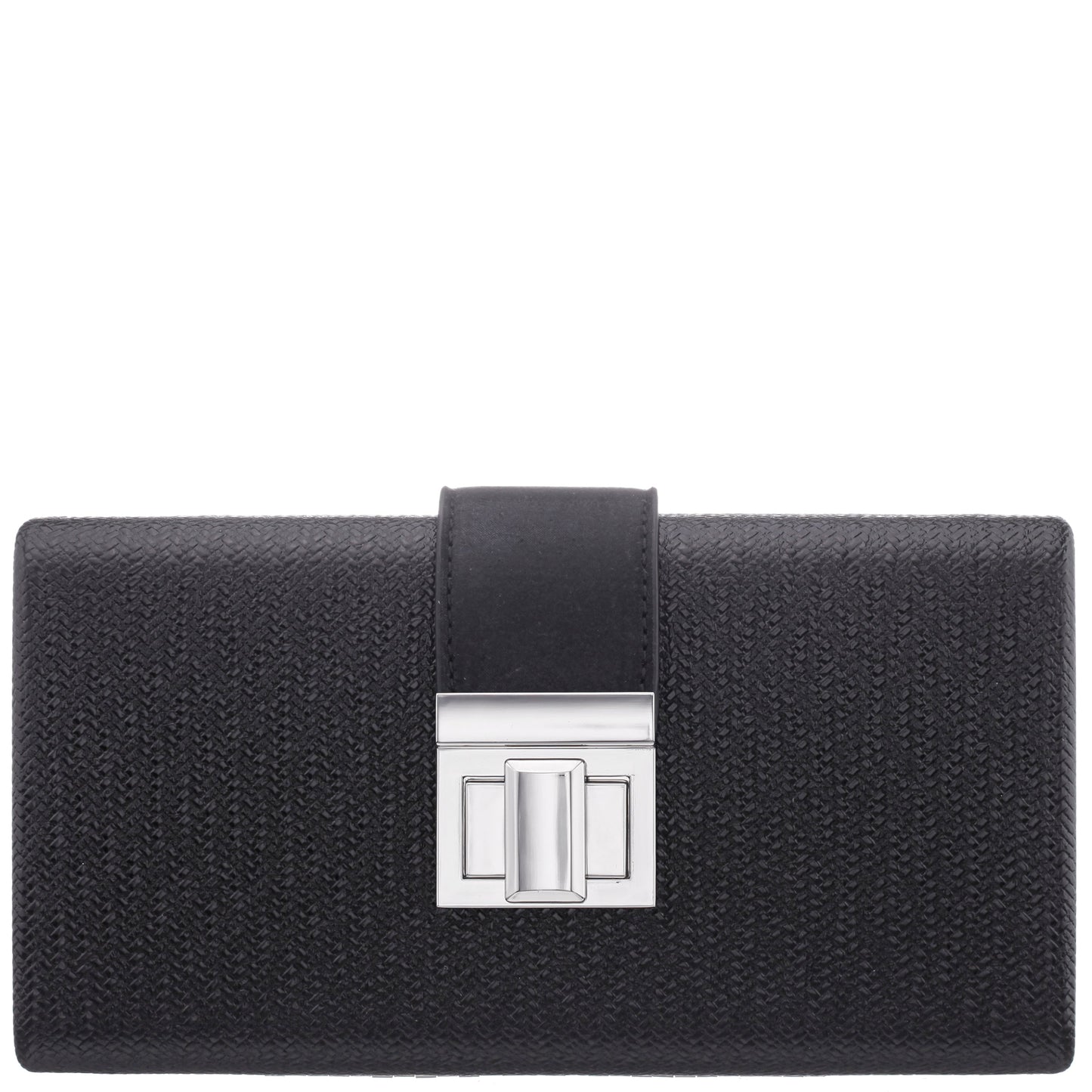 Nina Shoes Presly Black Embossed Woven PU / Reflective Suedette Minaudiere