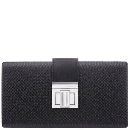 Nina Shoes Presly Black Embossed Woven PU / Reflective Suedette Minaudiere