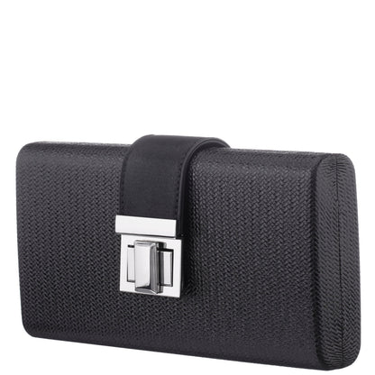 Nina Shoes Presly Black Embossed Woven PU / Reflective Suedette Minaudiere