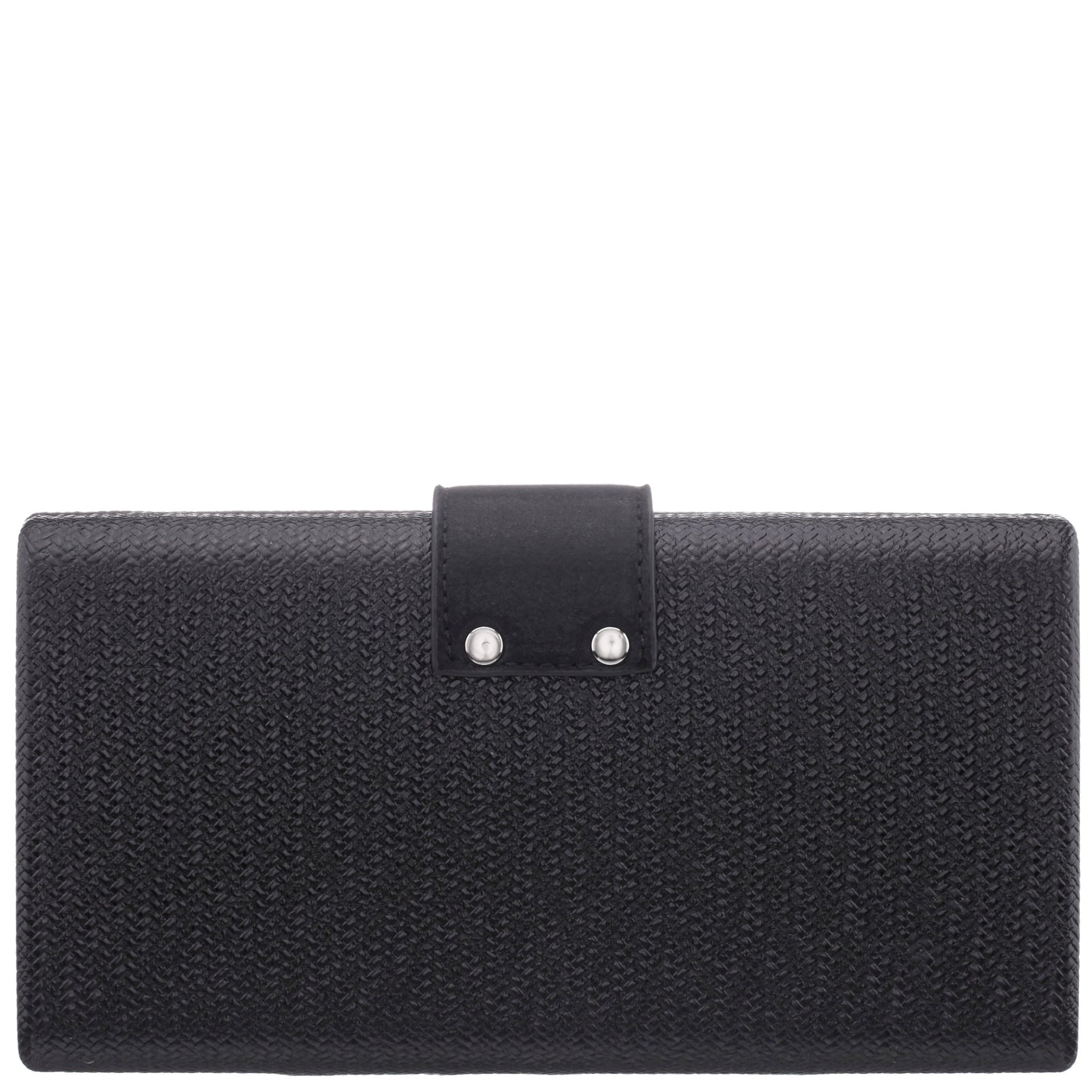 Nina Shoes Presly Black Embossed Woven PU / Reflective Suedette Minaudiere