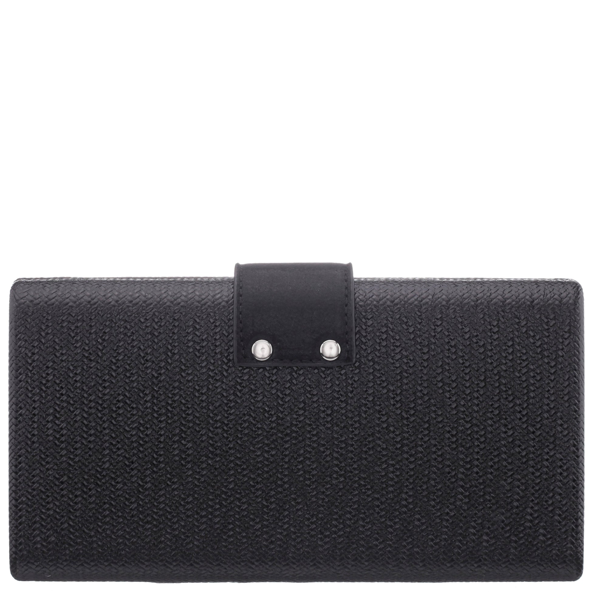 Nina Shoes Presly Black Embossed Woven PU / Reflective Suedette Minaudiere