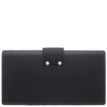 Nina Shoes Presly Black Embossed Woven PU / Reflective Suedette Minaudiere