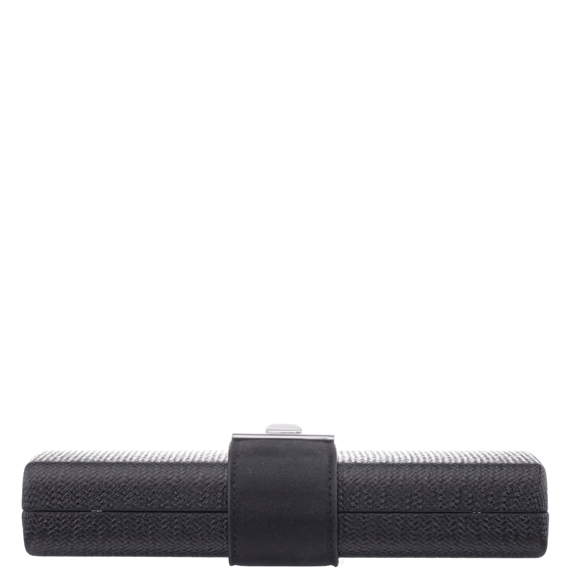 Nina Shoes Presly Black Embossed Woven PU / Reflective Suedette Minaudiere