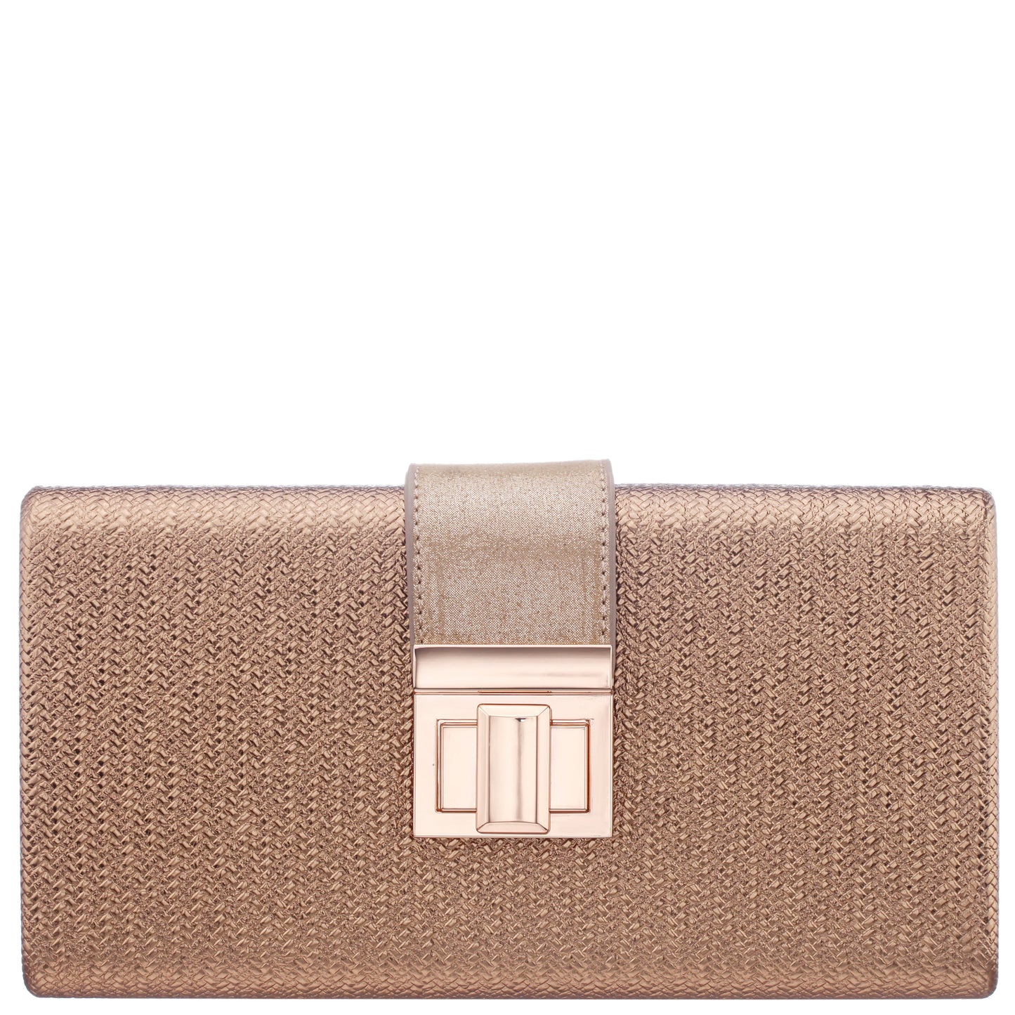 Nina Shoes Presly Brown Embossed Woven PU / Reflective Suedette Minaudiere