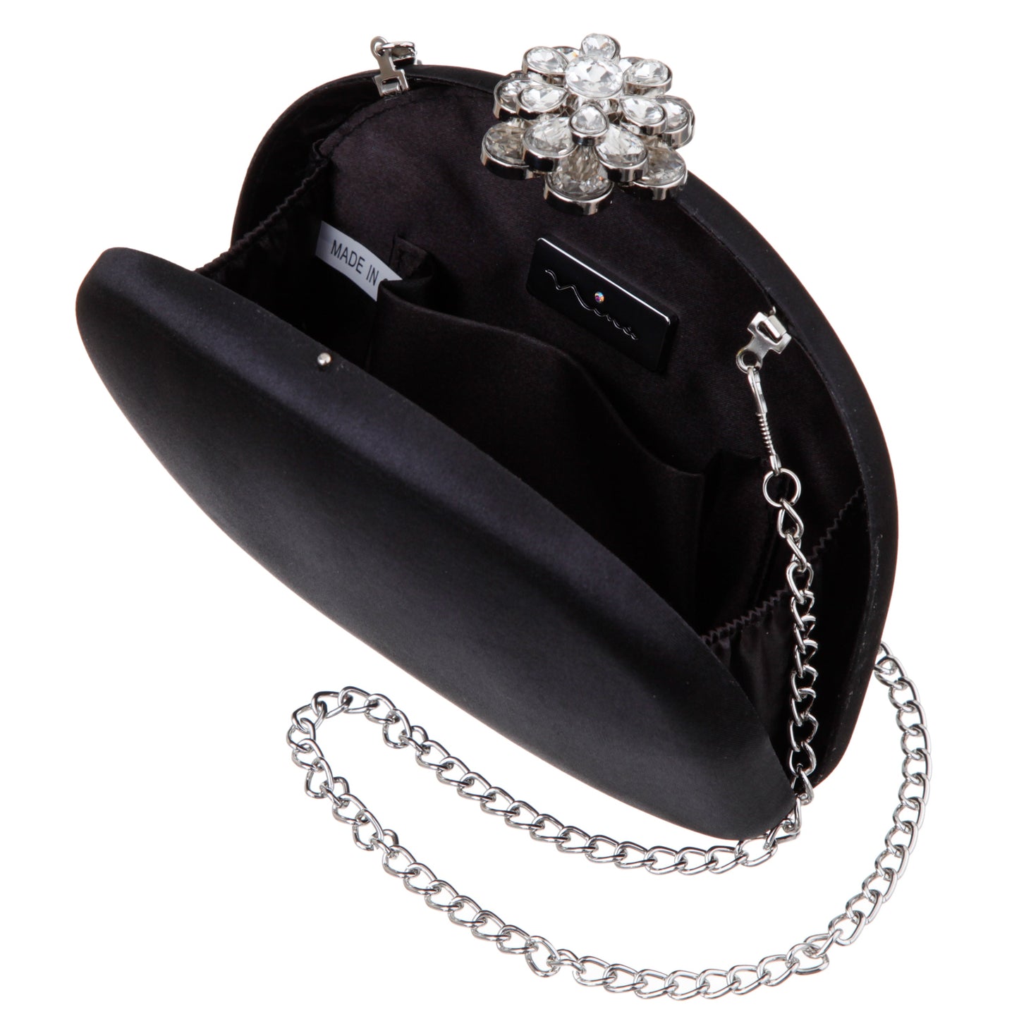Nina Shoes Nivi Black Satin / Glass Crystal Minaudiere