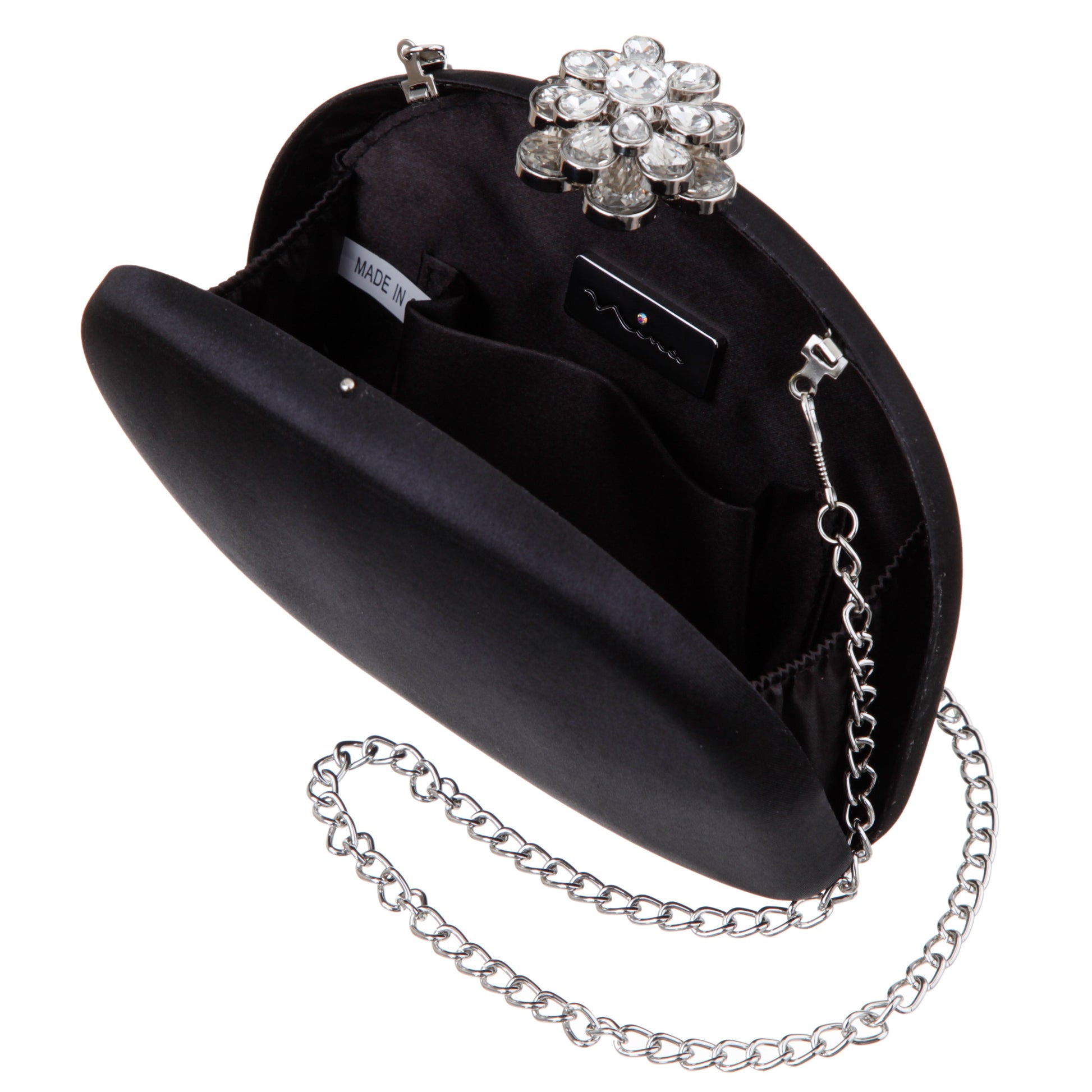 Nina Shoes Nivi Black Satin / Glass Crystal Minaudiere
