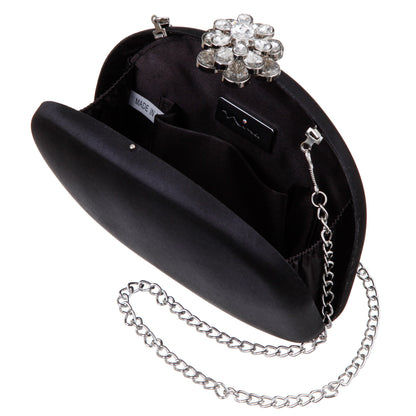 Nina Shoes Nivi Black Satin / Glass Crystal Minaudiere