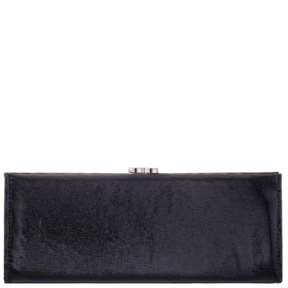Nina Shoes Tierney Black Mini Geo Metallic Fabric Frame Clutch