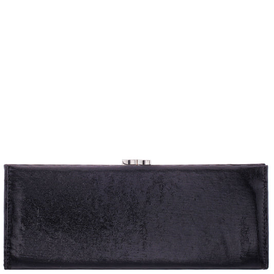 Nina Shoes Tierney Black Mini Geo Metallic Fabric Frame Clutch