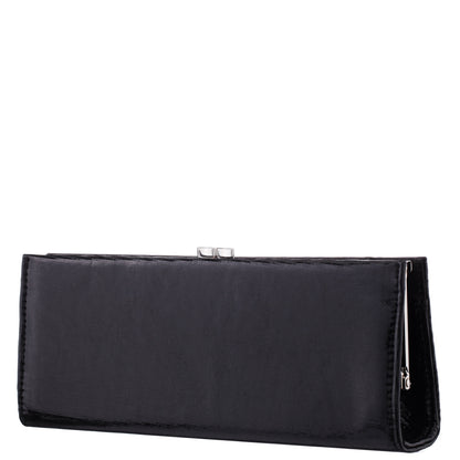 Nina Shoes Tierney Black Mini Geo Metallic Fabric Frame Clutch