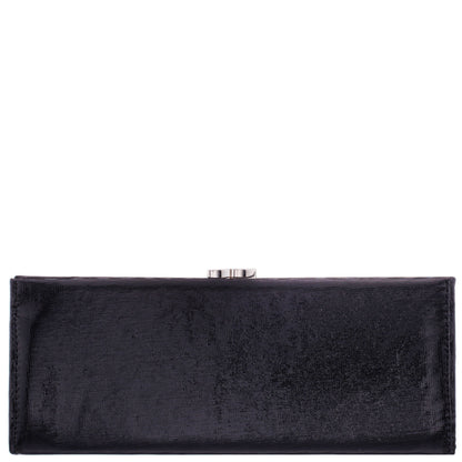 Nina Shoes Tierney Black Mini Geo Metallic Fabric Frame Clutch
