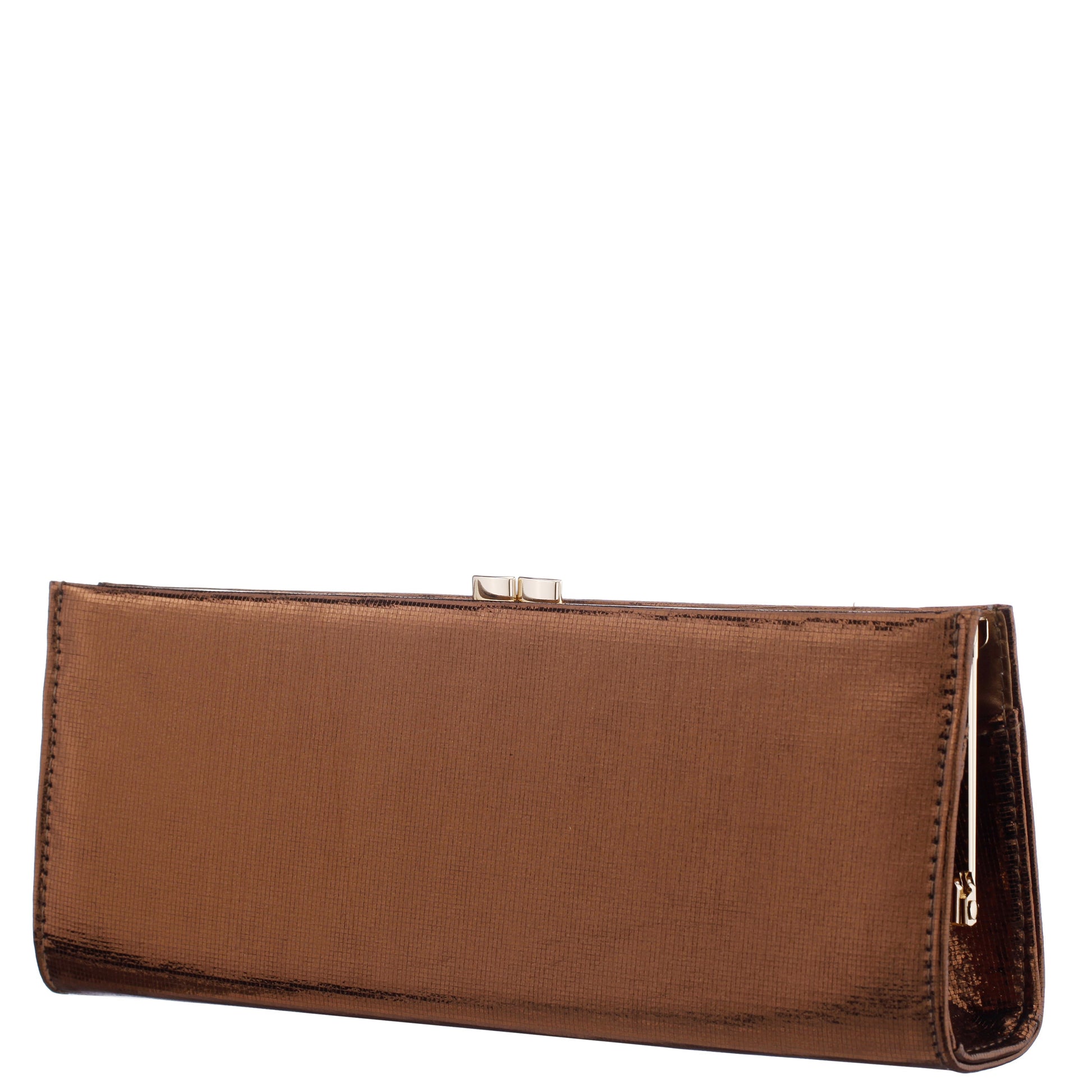 Nina Shoes Tierney Brown Mini Geo Metallic Fabric Frame Clutch
