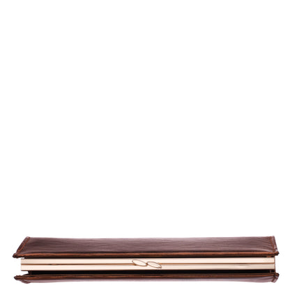 Nina Shoes Tierney Brown Mini Geo Metallic Fabric Frame Clutch
