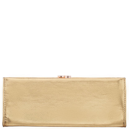Nina Shoes Tierney Gold Mini Geo Metallic Fabric Frame Clutch