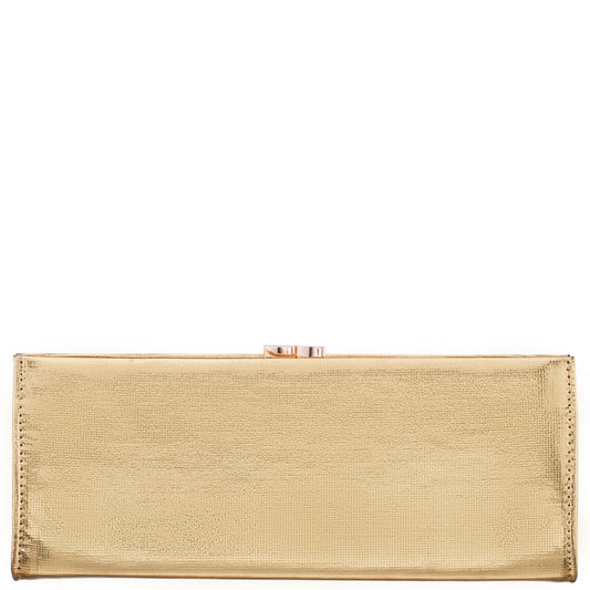 Nina Shoes Tierney Gold Mini Geo Metallic Fabric Frame Clutch