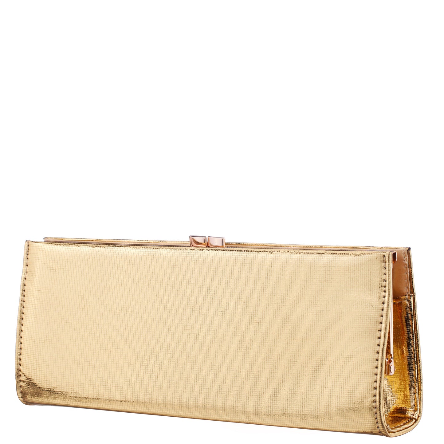 Nina Shoes Tierney Gold Mini Geo Metallic Fabric Frame Clutch