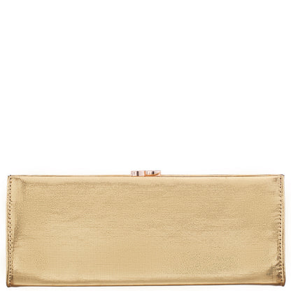Nina Shoes Tierney Gold Mini Geo Metallic Fabric Frame Clutch