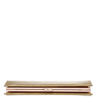 Nina Shoes Tierney Gold Mini Geo Metallic Fabric Frame Clutch