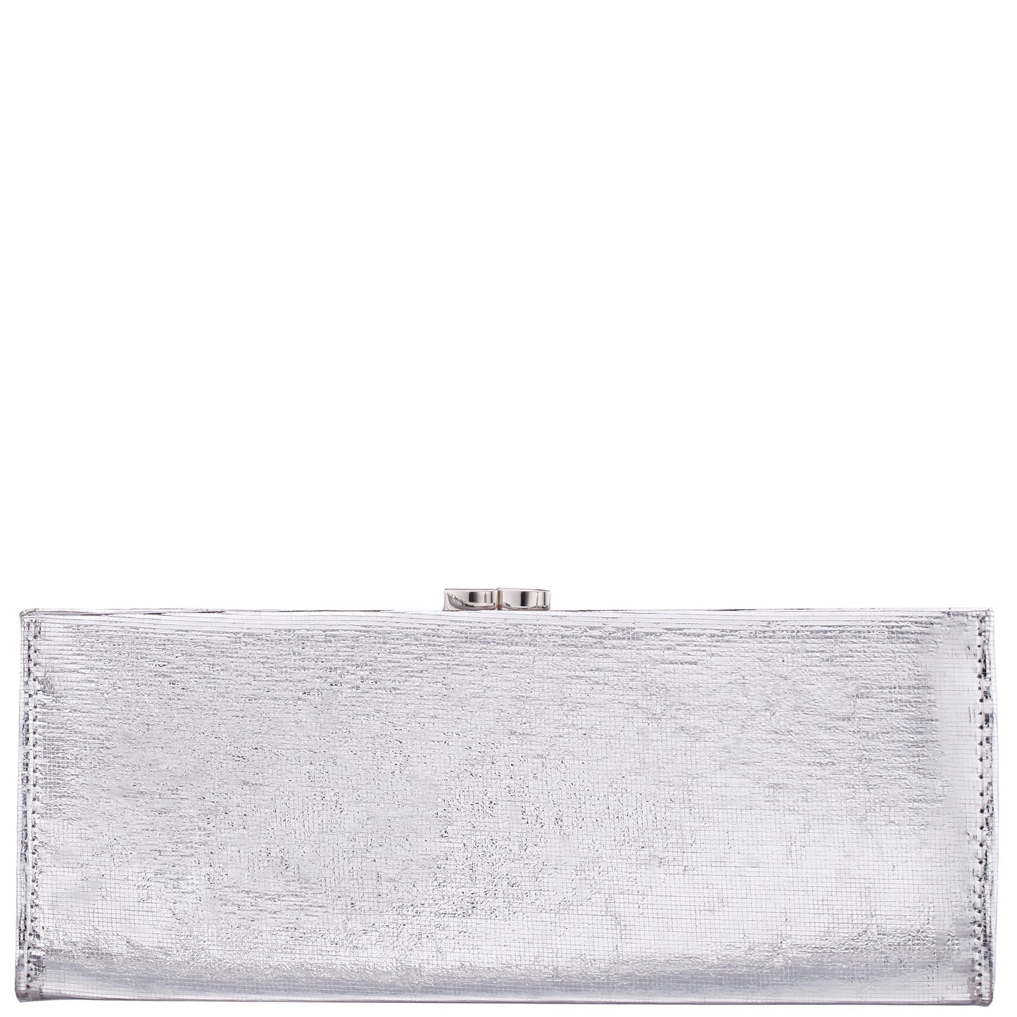 Nina Shoes Tierney Silver Mini Geo Metallic Fabric Frame Clutch