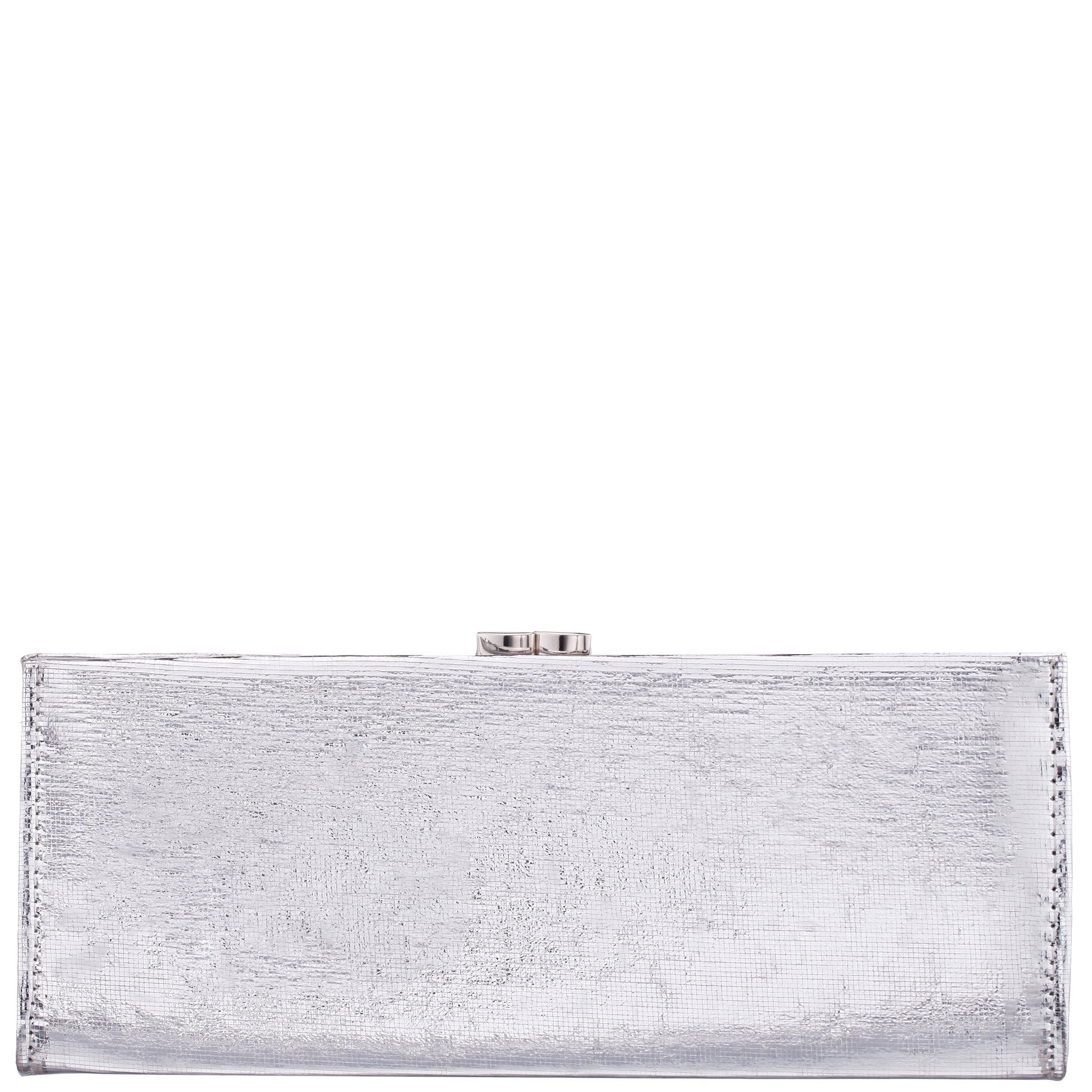 Nina Shoes Tierney Silver Mini Geo Metallic Fabric Frame Clutch
