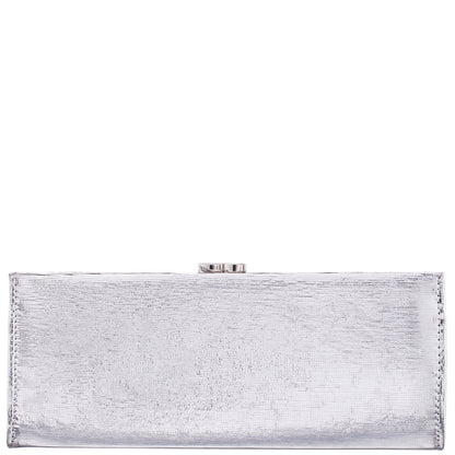 Nina Shoes Tierney Silver Mini Geo Metallic Fabric Frame Clutch