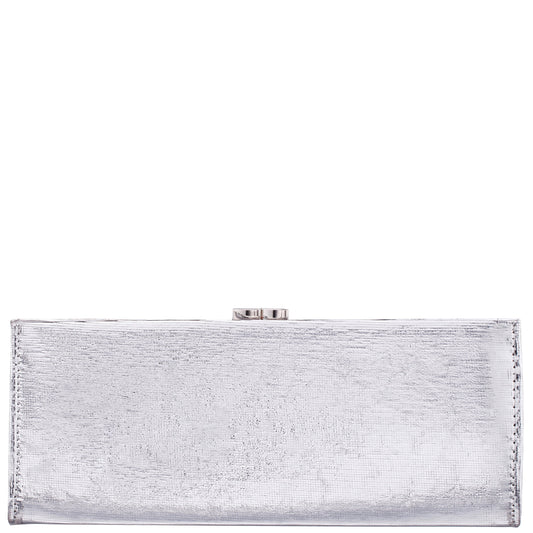 Nina Shoes Tierney Silver Mini Geo Metallic Fabric Frame Clutch