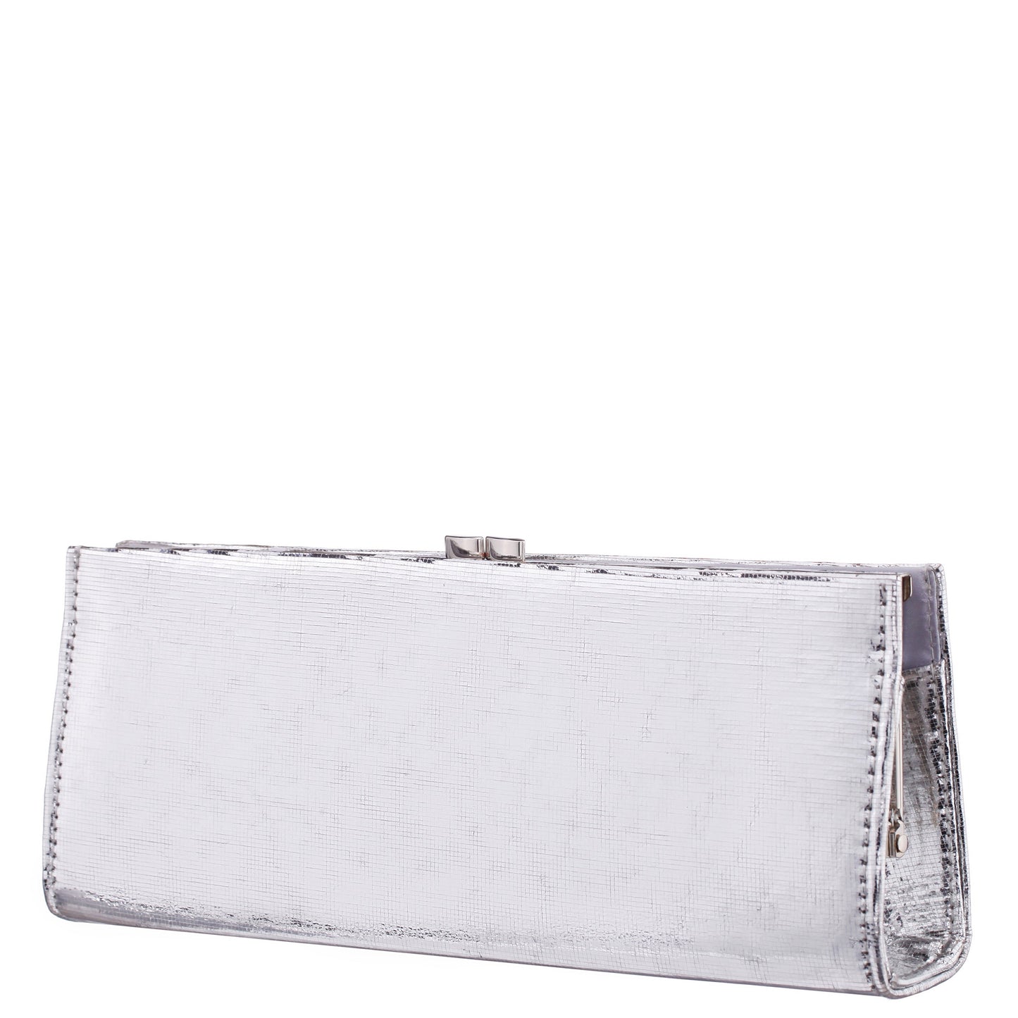 Nina Shoes Tierney Silver Mini Geo Metallic Fabric Frame Clutch