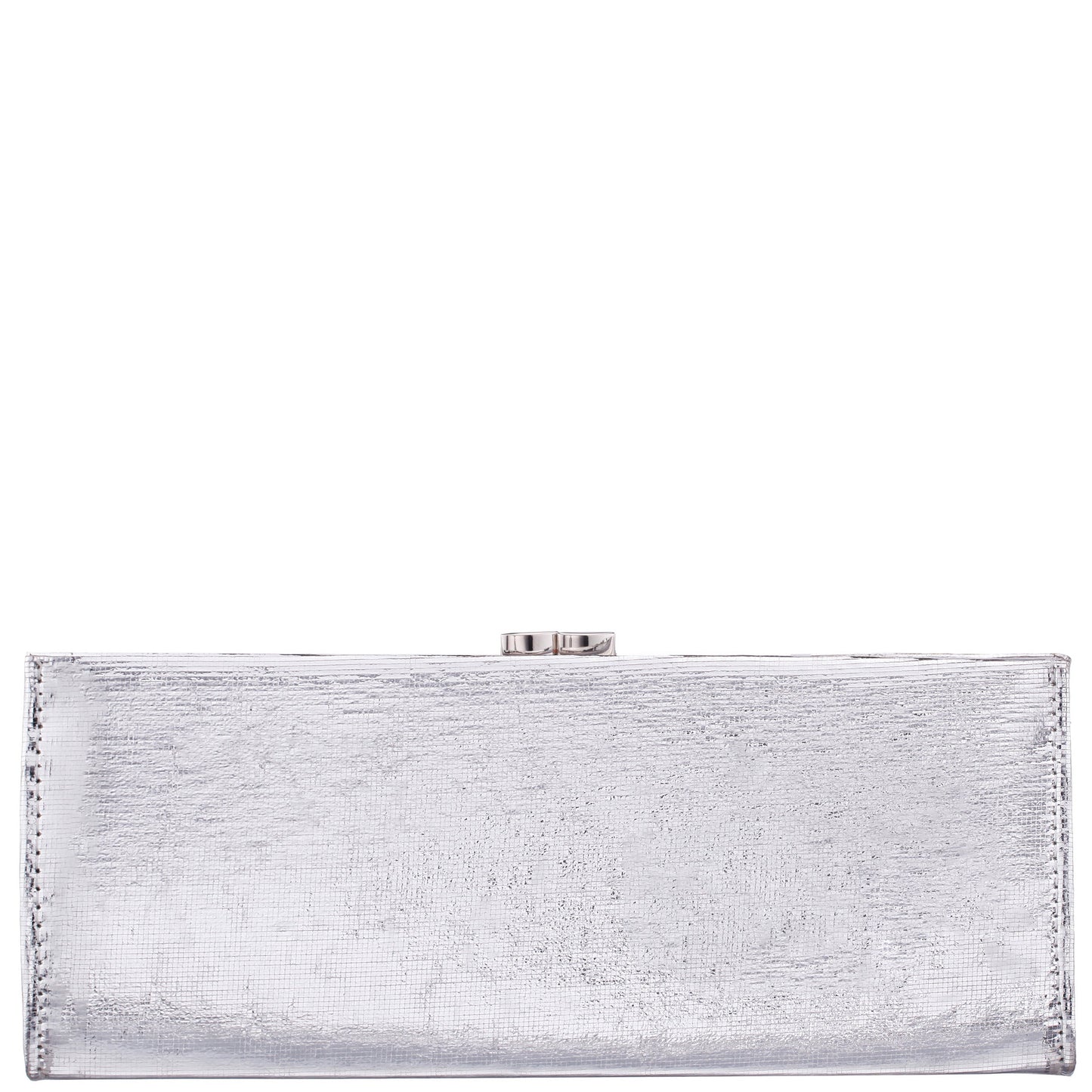 Nina Shoes Tierney Silver Mini Geo Metallic Fabric Frame Clutch