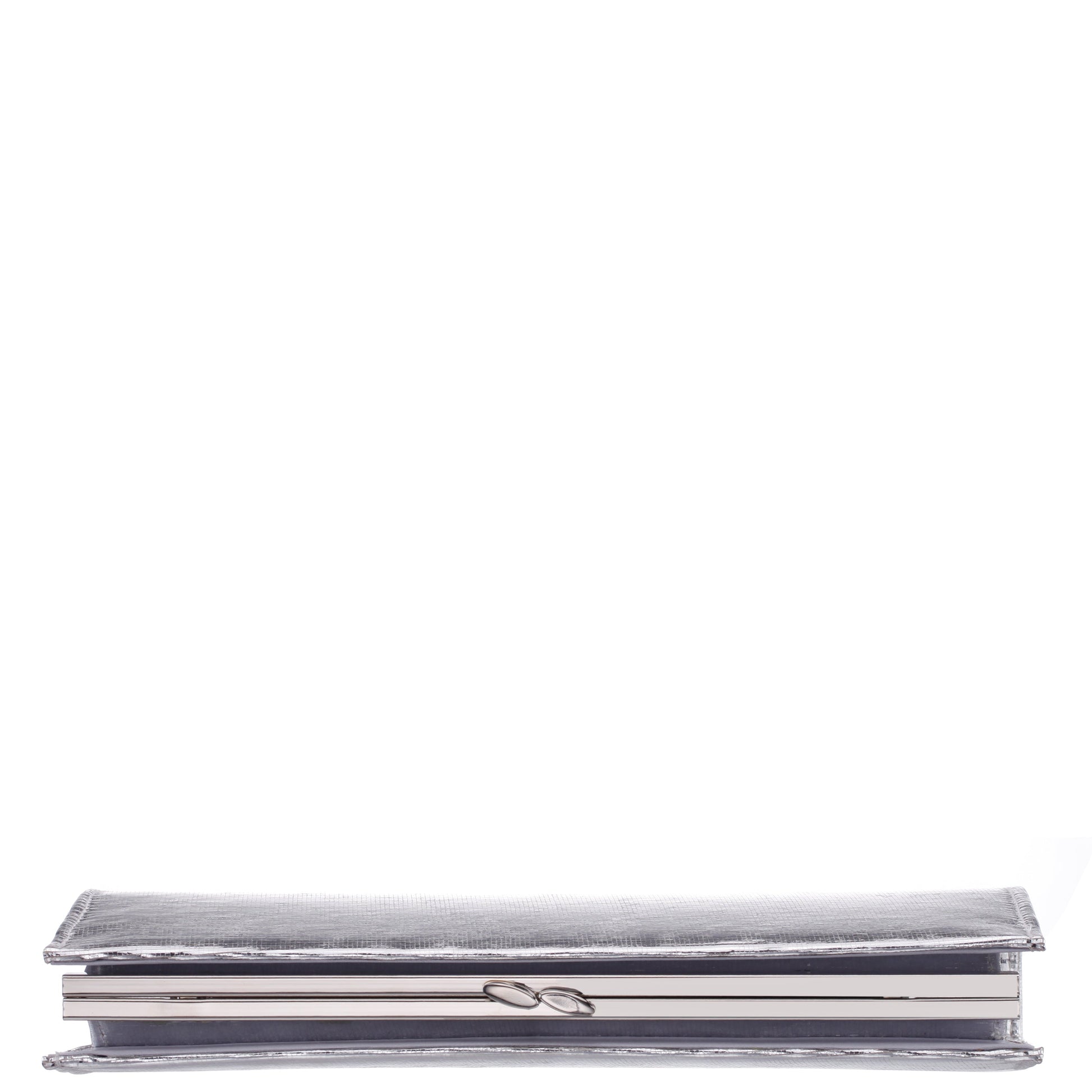 Nina Shoes Tierney Silver Mini Geo Metallic Fabric Frame Clutch