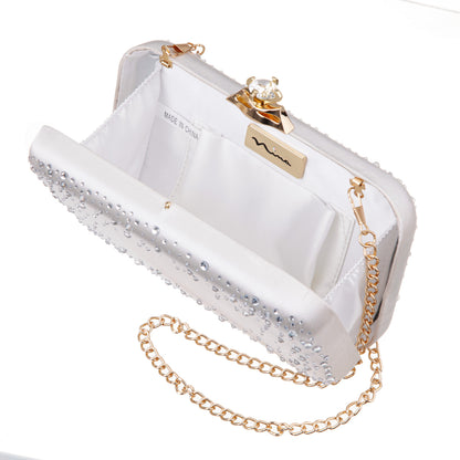 Nina Shoes Lindsay Beige Satin / Glass Crystal Minaudiere