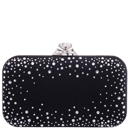 Nina Shoes Lindsay Black Satin / Glass Crystal Minaudiere