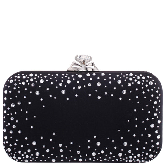 Nina Shoes Lindsay Black Satin / Glass Crystal Minaudiere