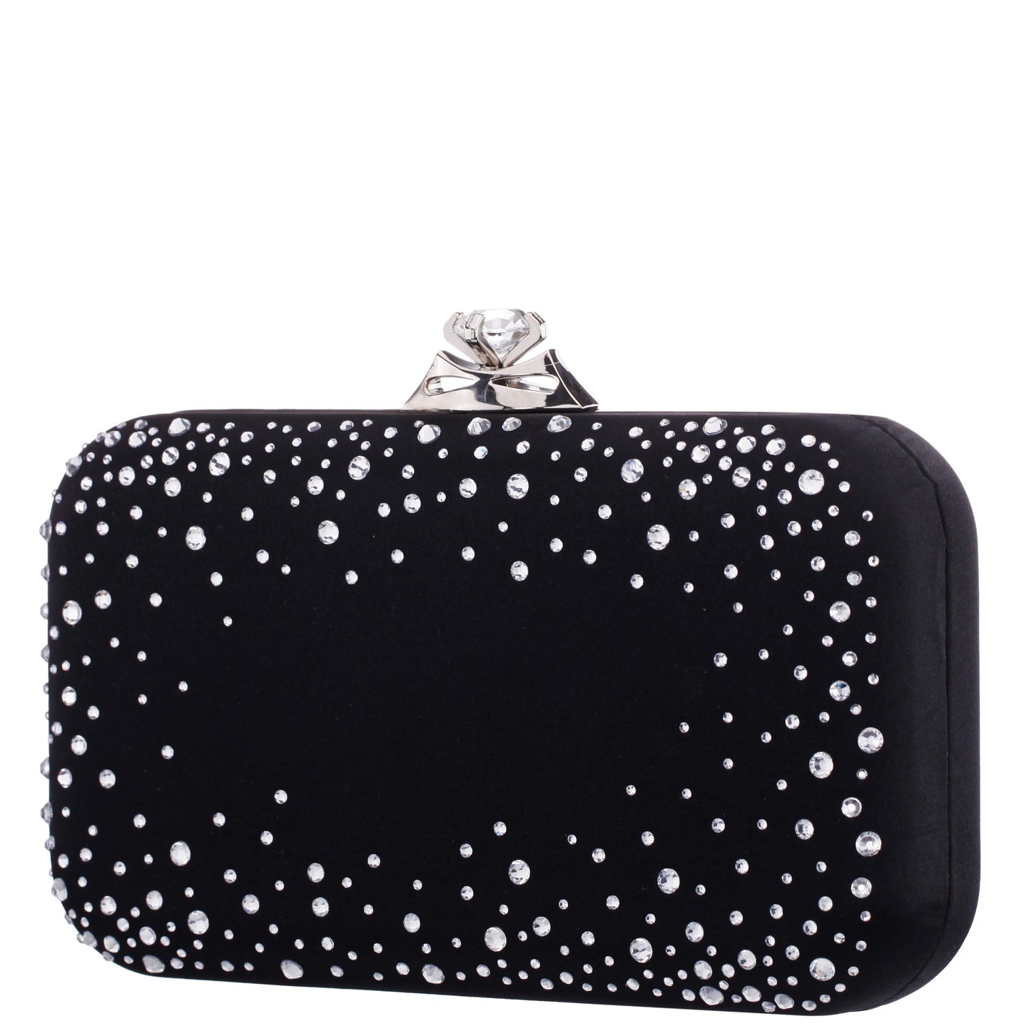 Nina Shoes Lindsay Black Satin / Glass Crystal Minaudiere