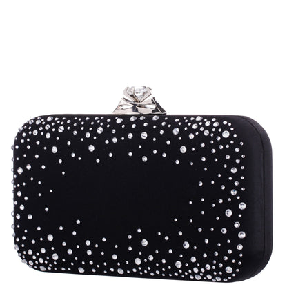 Nina Shoes Lindsay Black Satin / Glass Crystal Minaudiere