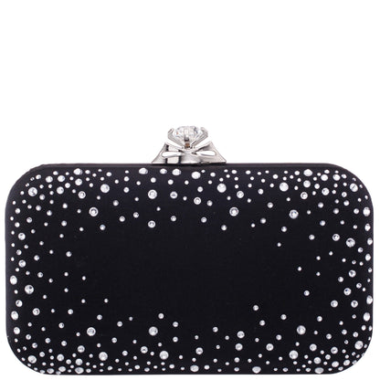 Nina Shoes Lindsay Black Satin / Glass Crystal Minaudiere