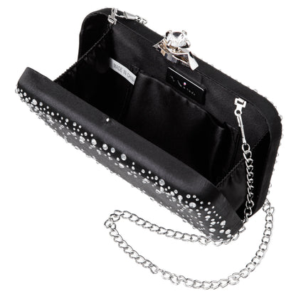 Nina Shoes Lindsay Black Satin / Glass Crystal Minaudiere