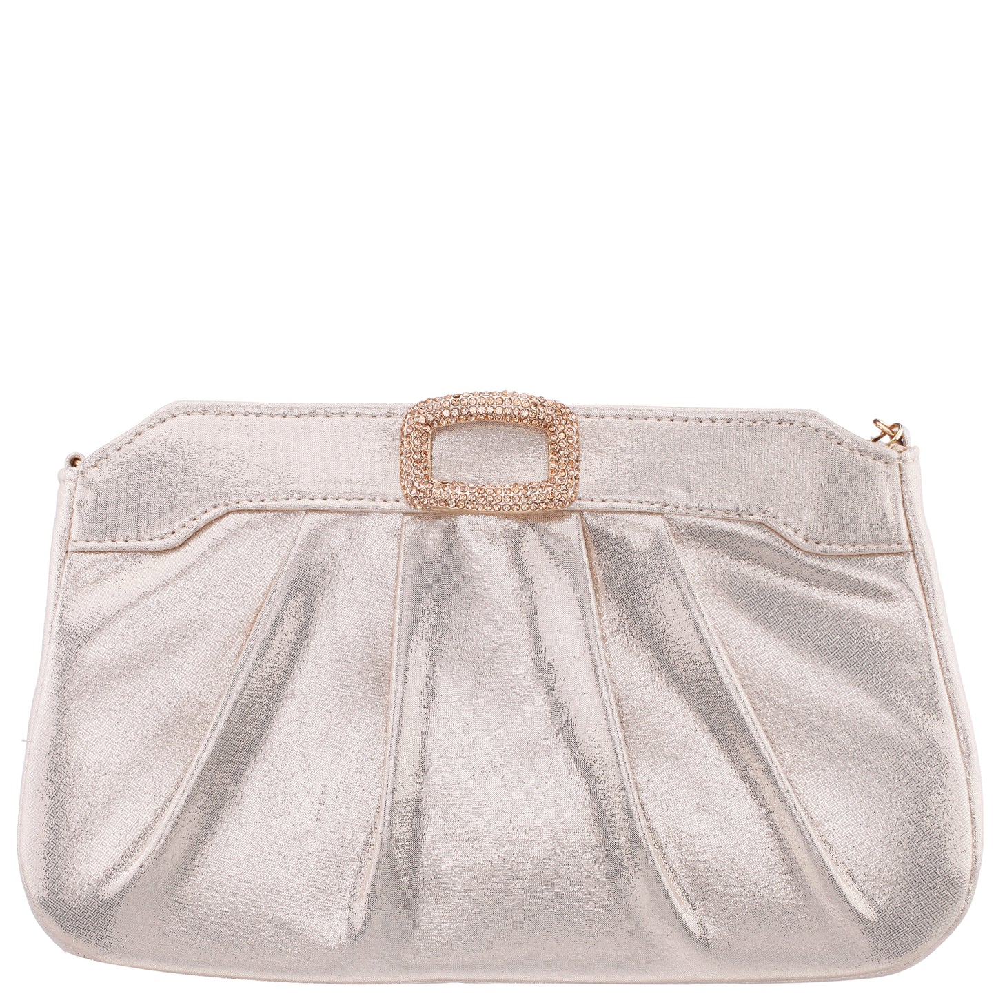 Nina Shoes Amy Platino Reflective Suedette Clutch