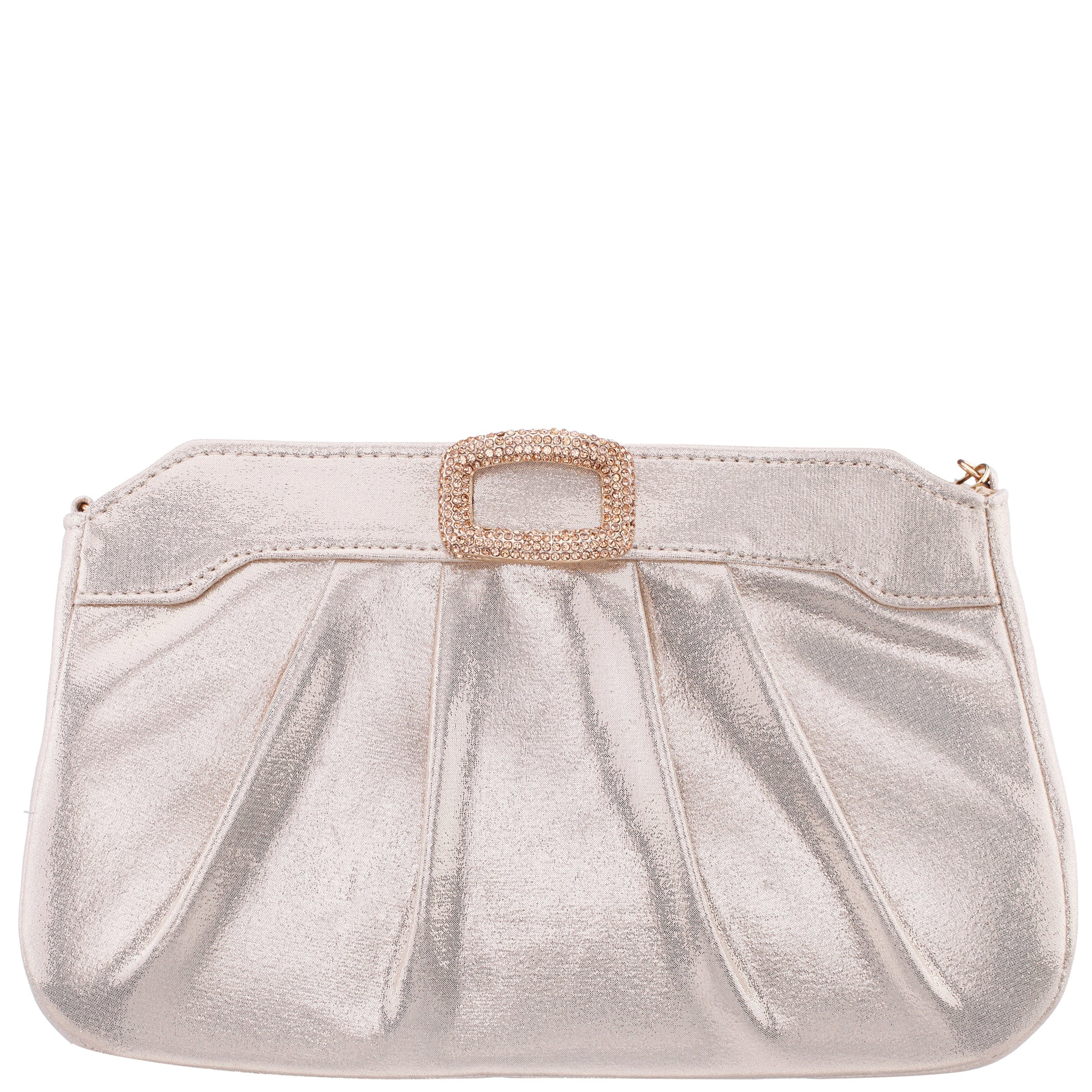 Nina Shoes Amy Platino Reflective Suedette Clutch