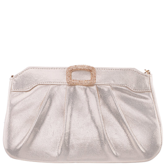 Nina Shoes Amy Platino Reflective Suedette Clutch