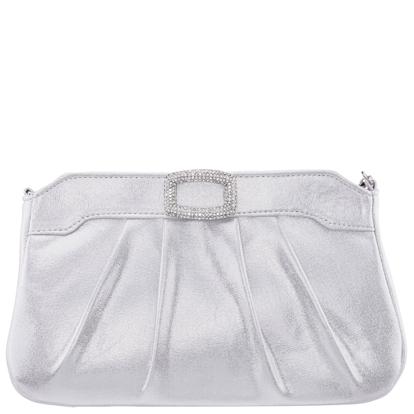 Nina Shoes Amy True Silver Reflective Suedette Clutch