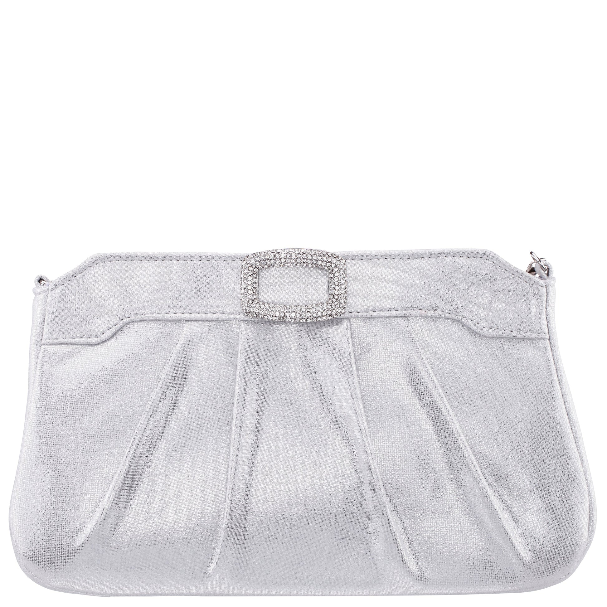 Nina Shoes Amy True Silver Reflective Suedette Clutch