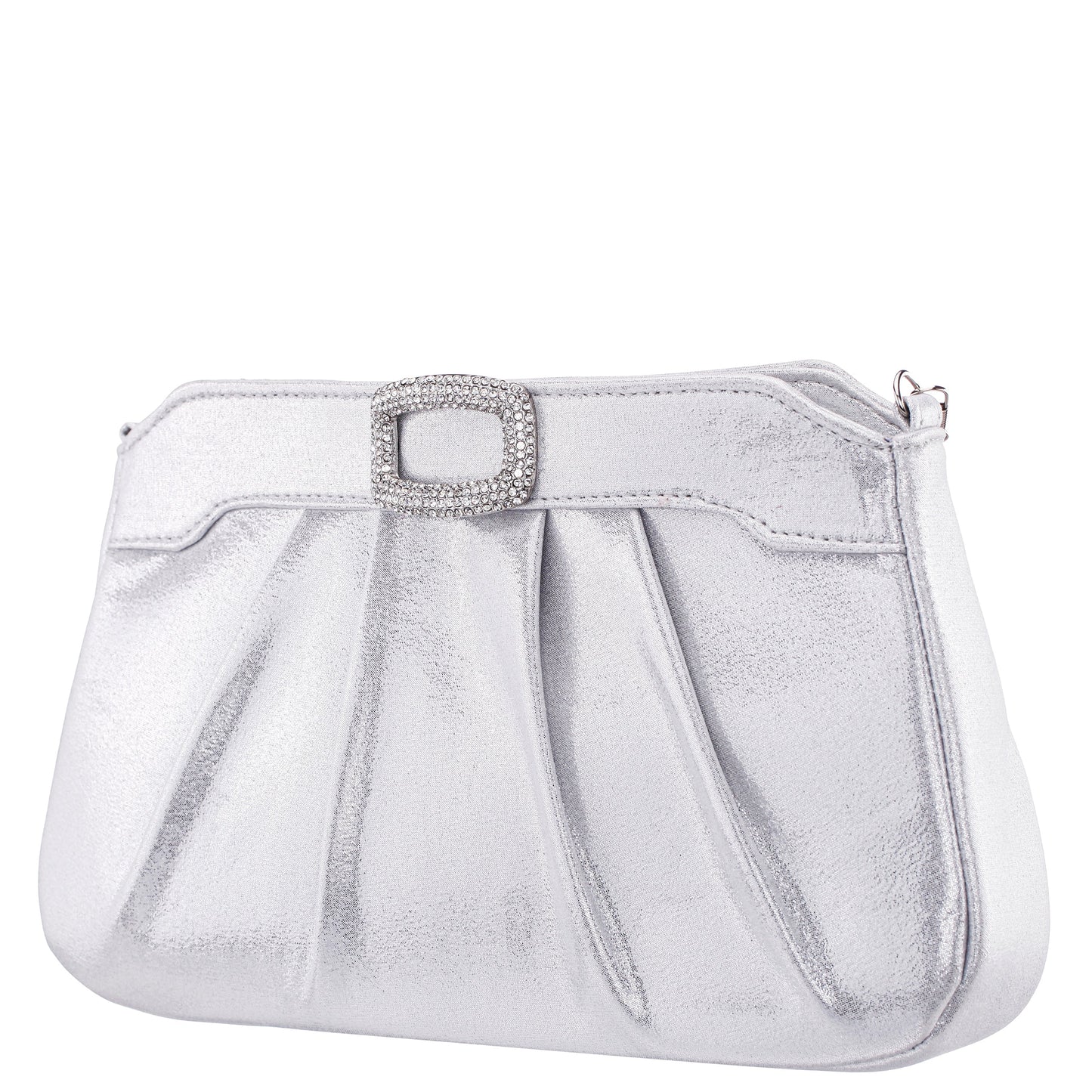 Nina Shoes Amy True Silver Reflective Suedette Clutch