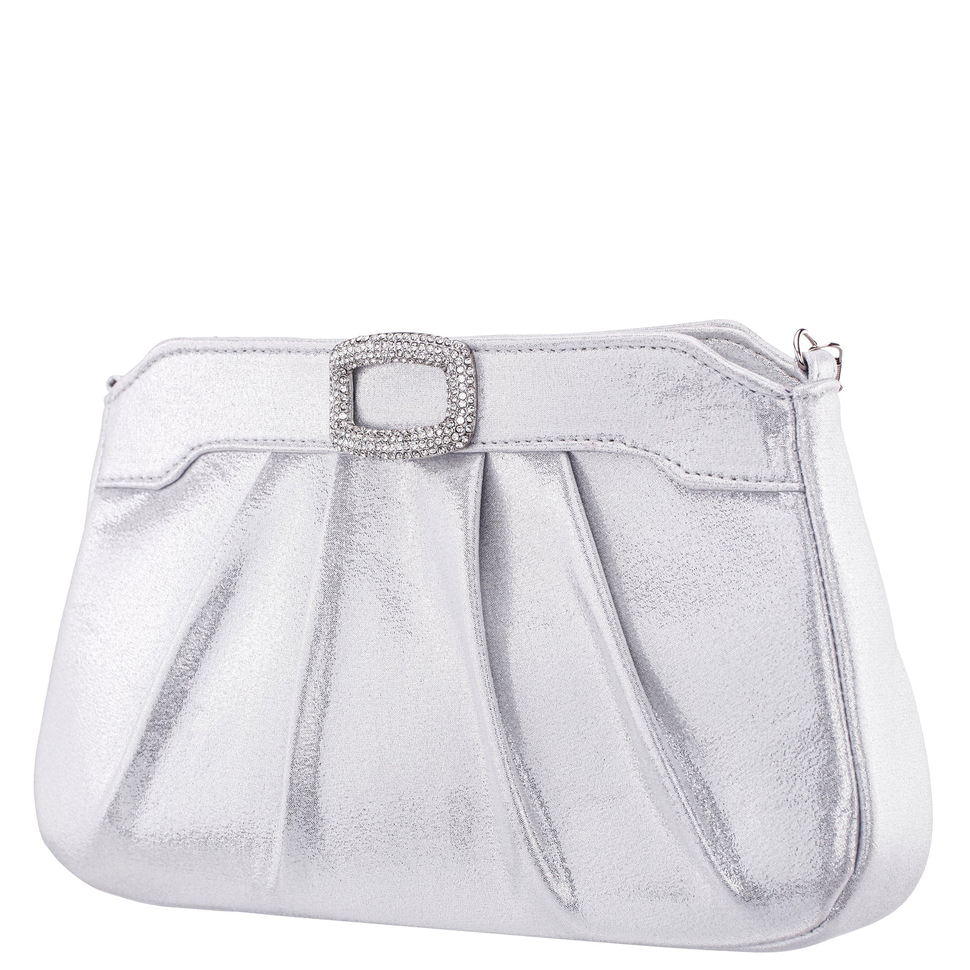 Nina Shoes Amy True Silver Reflective Suedette Clutch