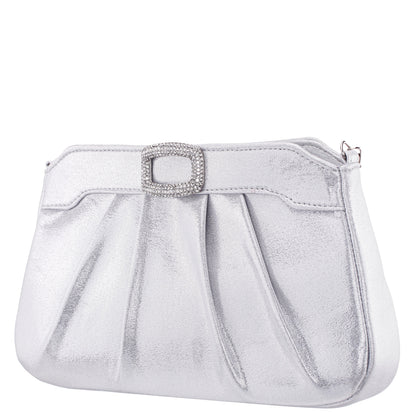 Nina Shoes Amy True Silver Reflective Suedette Clutch